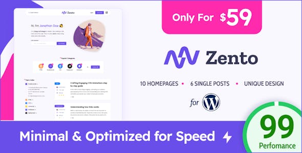 Zento - Modern & Lightweight Blog for WordPress