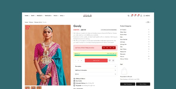 Anarkali -  Fashion Shop Ecommerce Elementor Theme