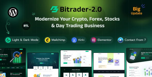 Bitrader - Crypto, Stock and Forex Trading Business WordPress Theme