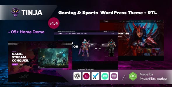 Tinja - Gaming & eSports Elementor WordPress Theme