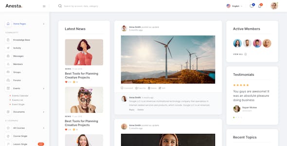 Anesta - Intranet, Extranet, Community and BuddyPress WordPress Theme