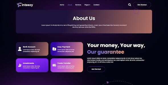 Finteezy - Fintech Startup & Digital Wallet HTML5 Website