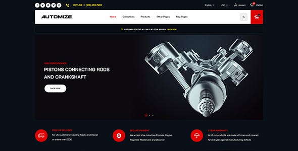 Automize - Car & Auto Parts WooCommerce Theme