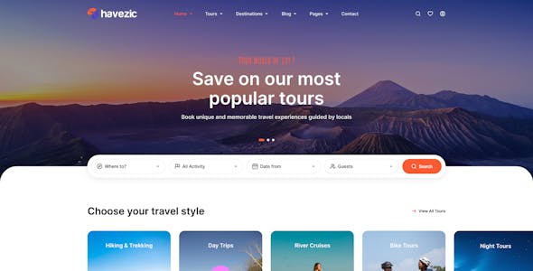 Havezic - Travel & Tour Booking WordPress Theme