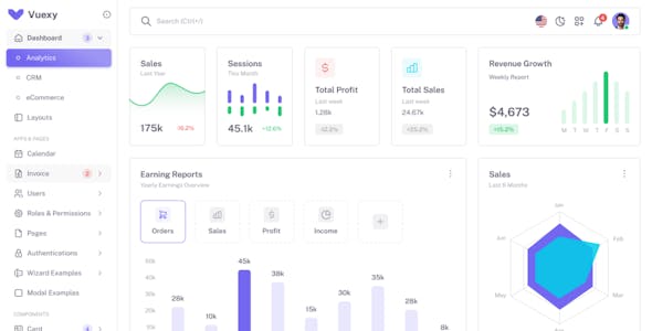 Vuexy - Vuejs, Nuxt, Next.js, HTML, Laravel, Asp.Net & Django Admin Dashboard Template