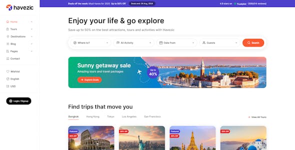 Havezic - Travel & Tour Booking WordPress Theme