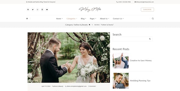 MikeyNotes - Wedding Blogging WordPress Theme