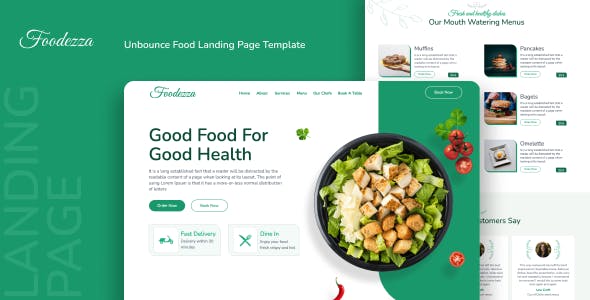 Foodezza — Unbounce Food Landing Page Template